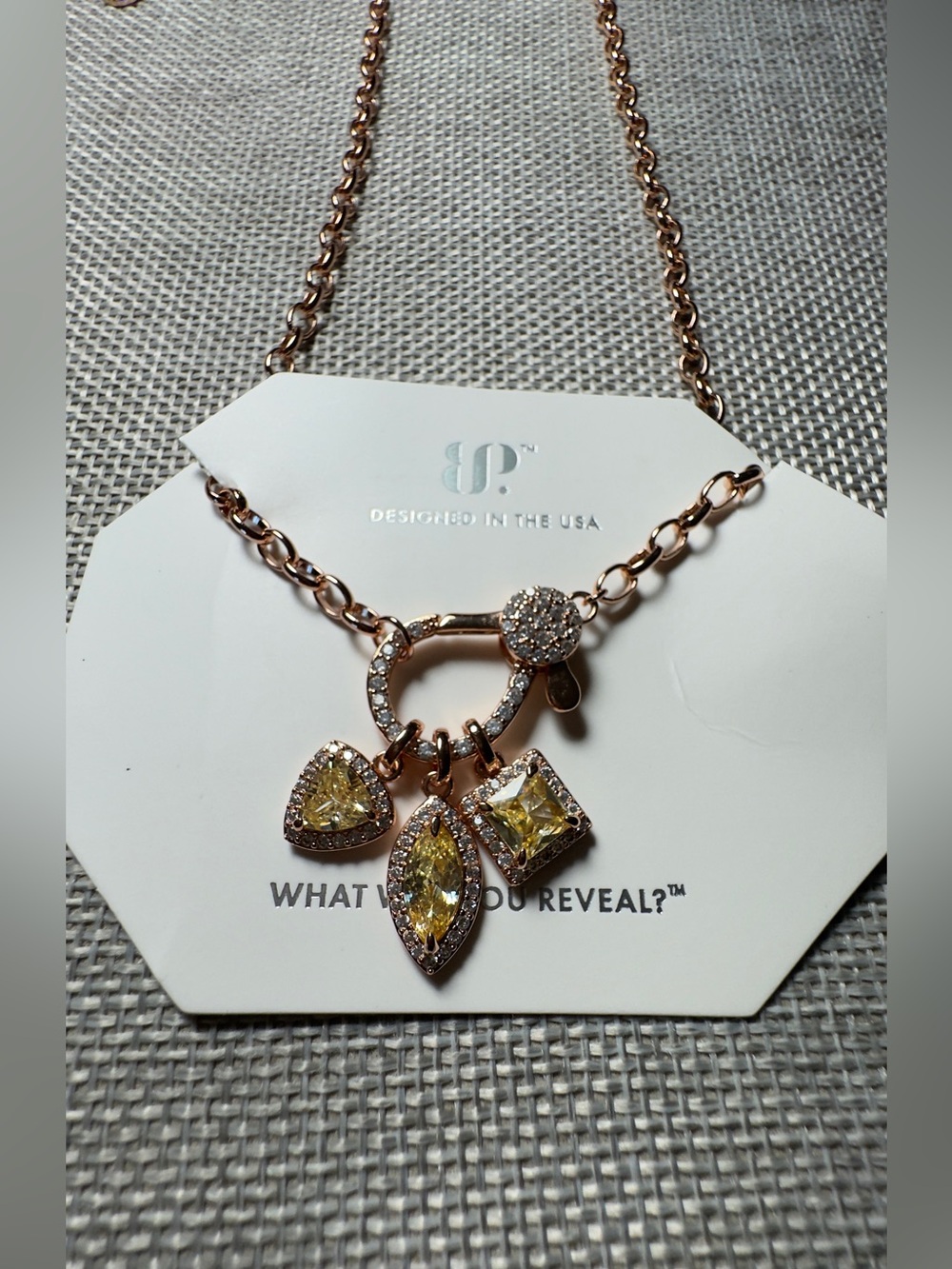 New without tags Bomb Party November Citrine and Rose Gold necklace